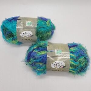 (2 Skeins) Yarn Bee Yarn Luscious  Blueberry Twist #75 Bulky 5 Green Blue Lime